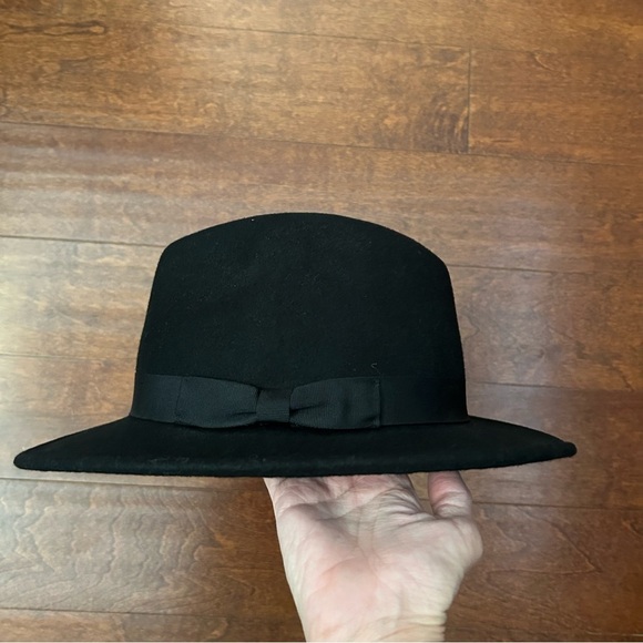 Women’s Black 100% Wool Hat with Matching Black Grosgrain Ribbon Band, Size Lg - Picture 4 of 14